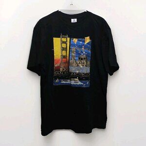 Vtg San Francisco T Shirt Adult Large Black Golden Gate Bridge Trolley Keehn...